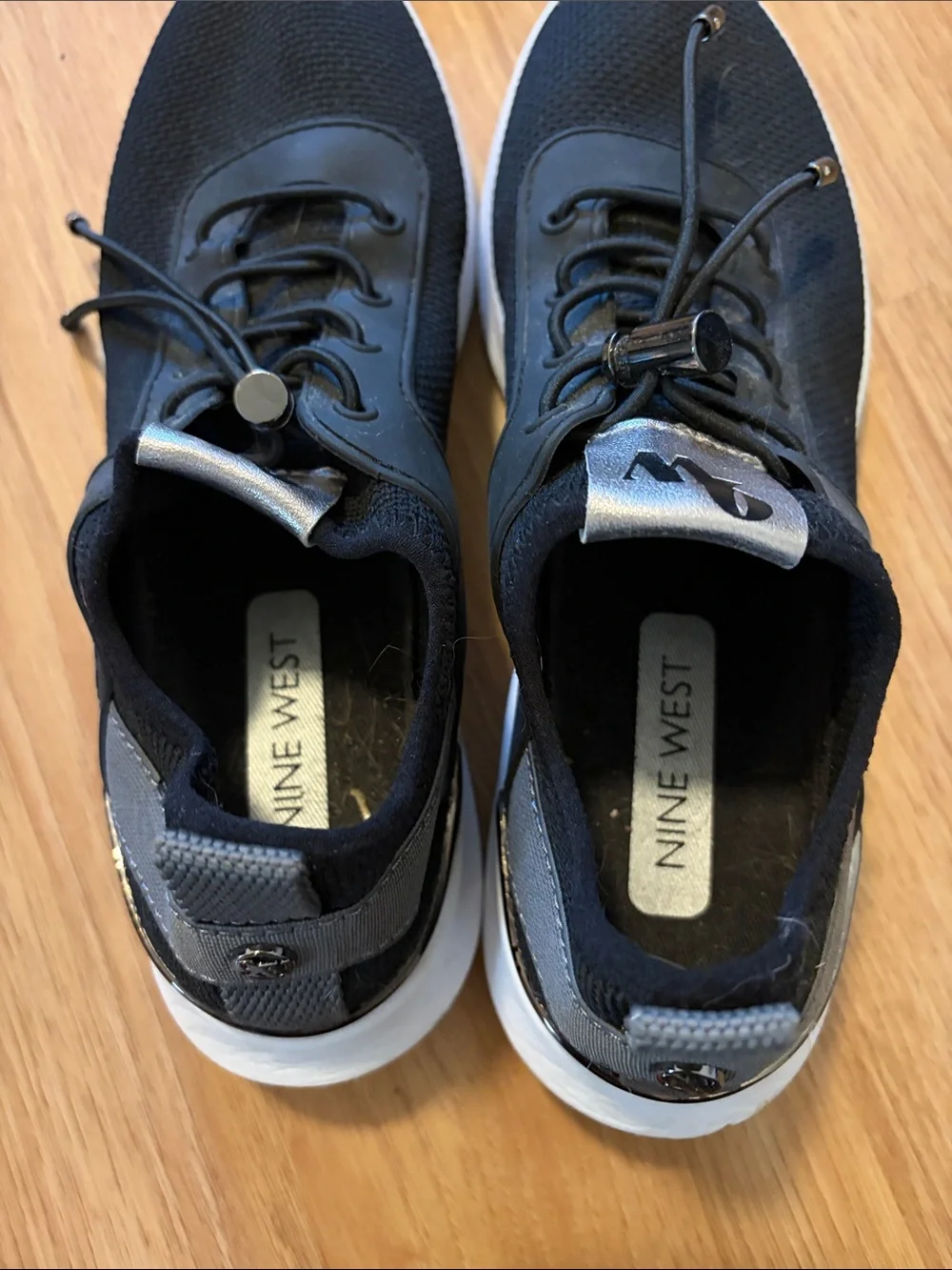 Black Knit Womens Athletic Sneakers with White Sole
